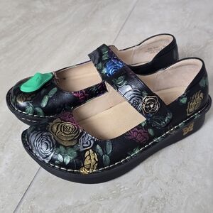 ALEGRIA Floral Pattern Mary Jane Women Nursing Clog Size 37 / 6.5
